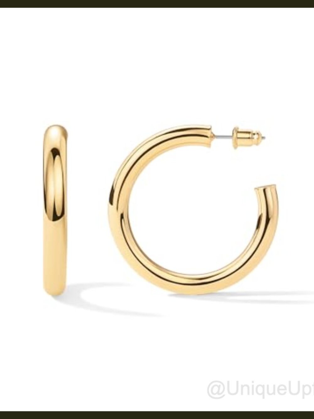Chunky Gold Hoop Earrings 14K Gold Plated Lightweight Womens Jewelry